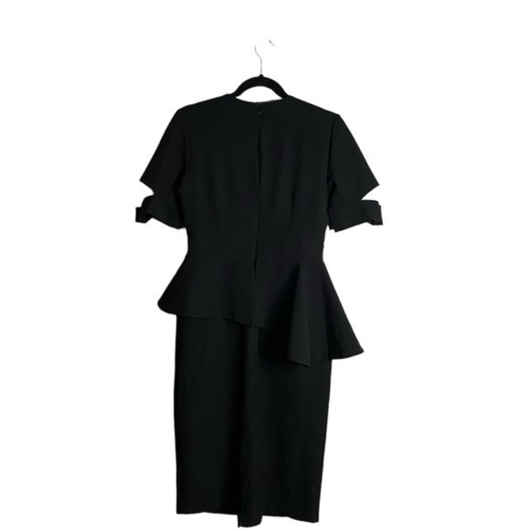 Hannah Women's Black Bodycon Ruffle Trim Midi Dress - Picture 10 of 10